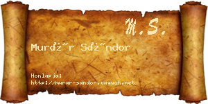 Murár Sándor névjegykártya